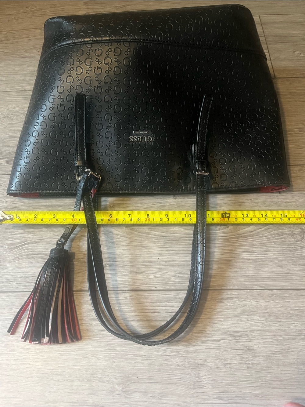 GUESS Black Tote Bag with Red Accent - Picture 5 of 16